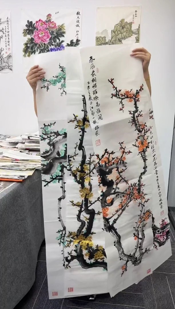 国画 国画国画鉴赏手绘实稿 四联屏