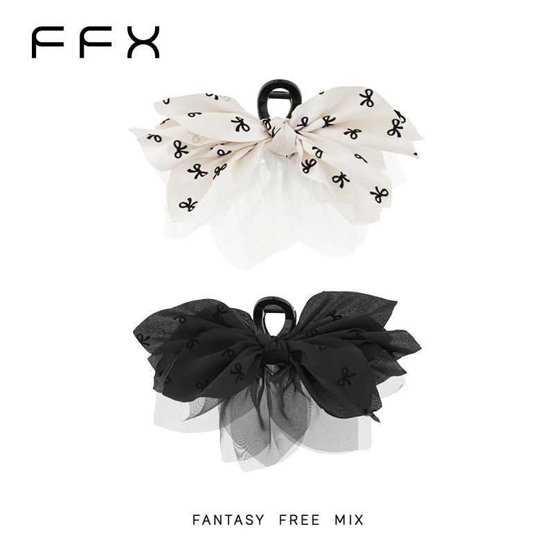 弗弗西FFX【流纱蝶影】多层拼接温柔法式锻面蝴蝶结抓夹
