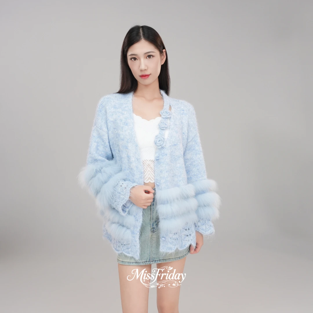 MissFriday｜秋季狐狸毛毛衣开衫女宽松显瘦纯欲慵懒风高级感5743