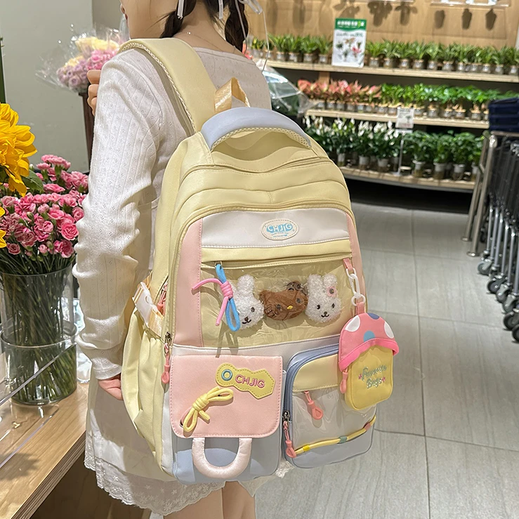 多巴胺书包初中女生小学生2025新款高颜值大容量双肩包高中生背包