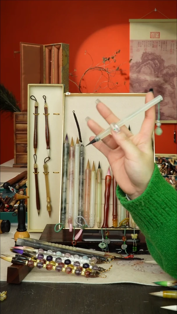 547号闪孤品高货毛笔链接 清水试笔 蘸墨不退