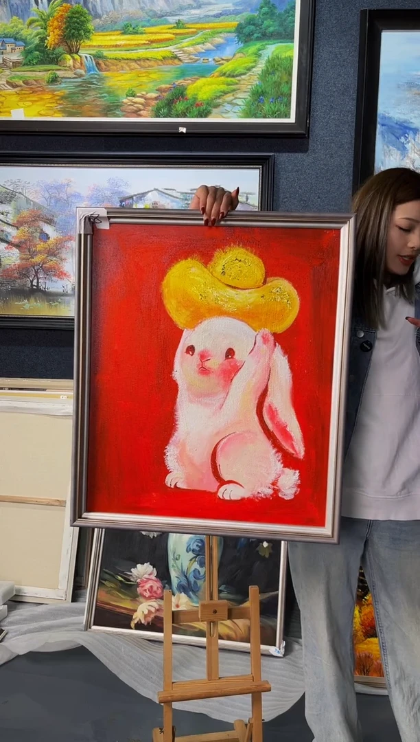 【闪购商品】油画28号 50*60 兔子-手绘油画