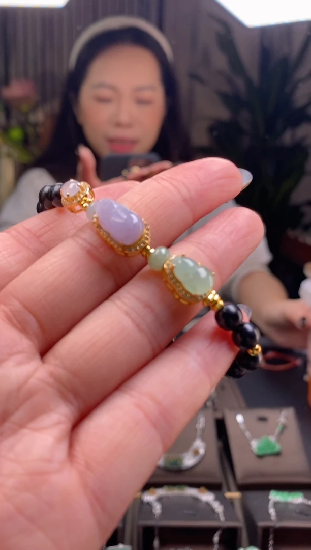 颈饰银S925镶嵌翡翠净货16056