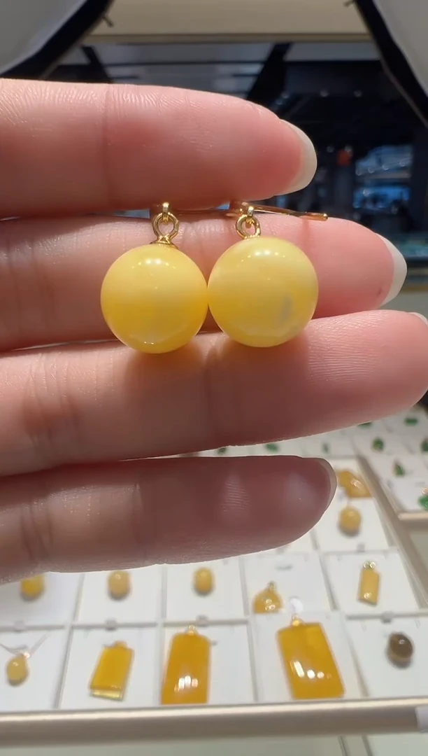 【闪购商品】蜜蜡耳饰银S925镶嵌37/////////