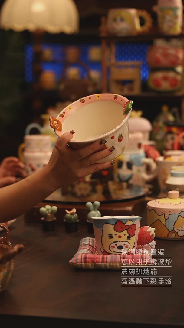 陶瓷景德镇可爱陶瓷釉下彩绘设计师款