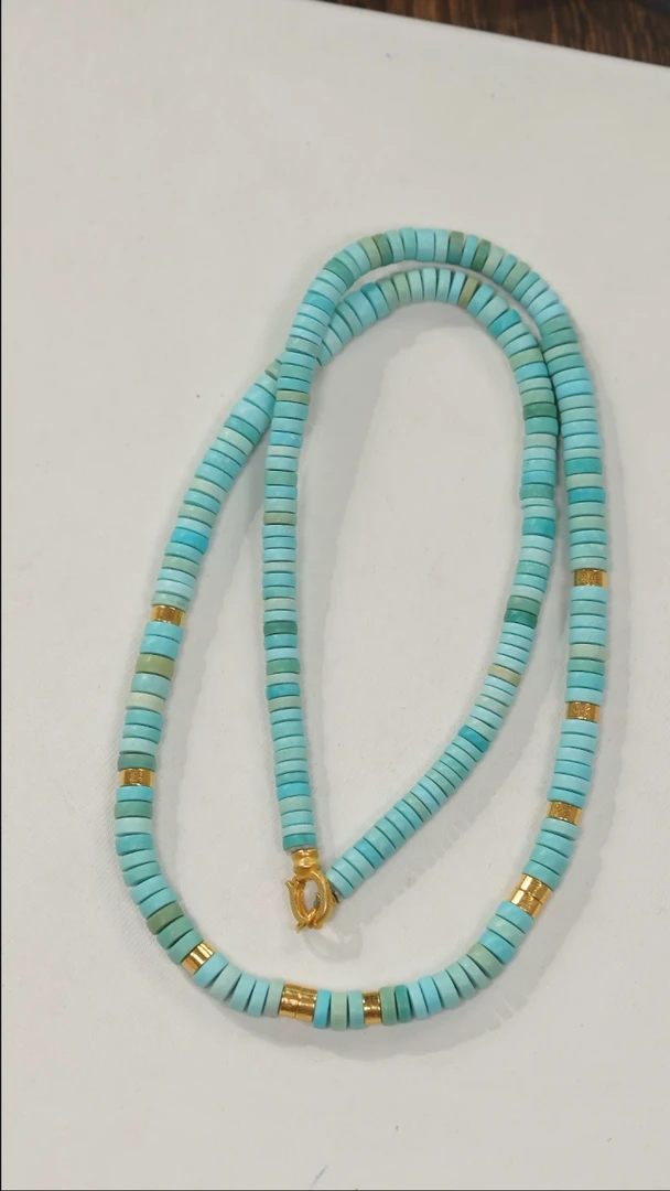 18K金镶嵌绿松石项链1