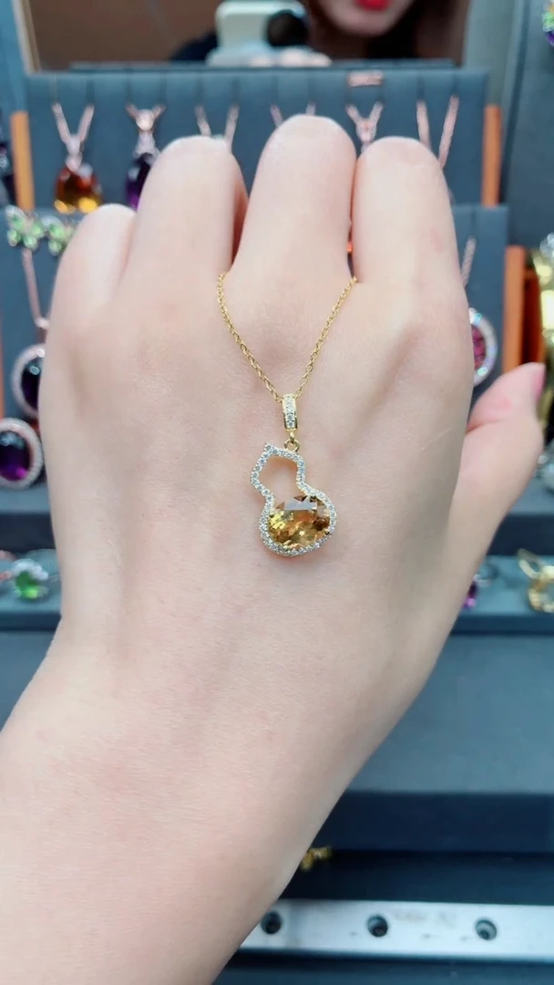 吊坠(赠链)银S925镶嵌黄晶黄晶吊坠