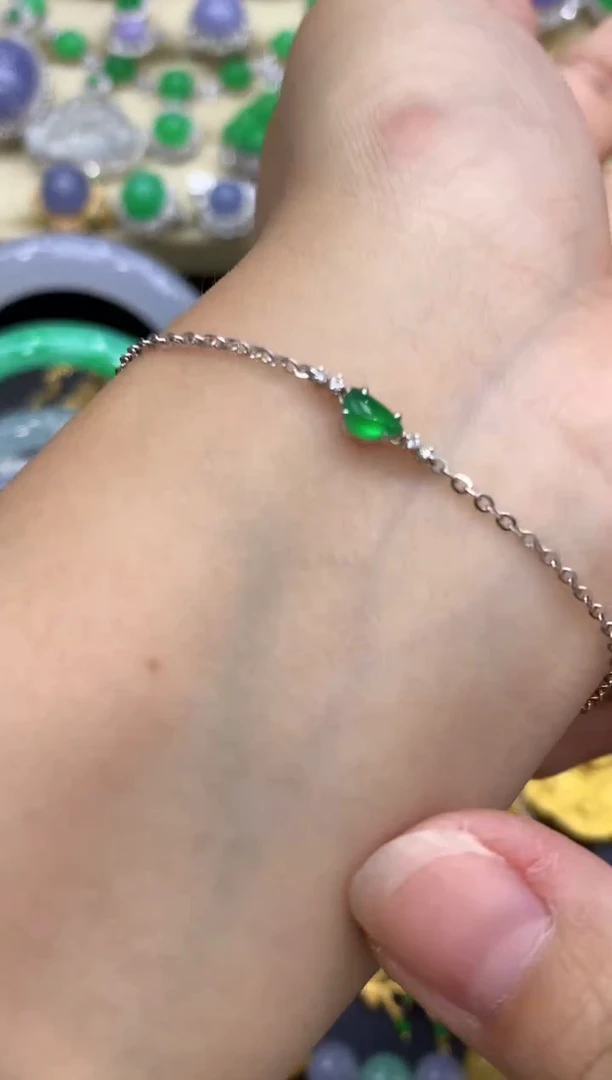 手链翡翠18K金镶嵌小**?339-中国好珍宝