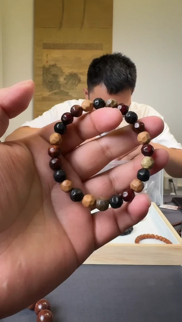 檀香紫檀（小叶紫檀）手串/手链小叶多彩无相单圈