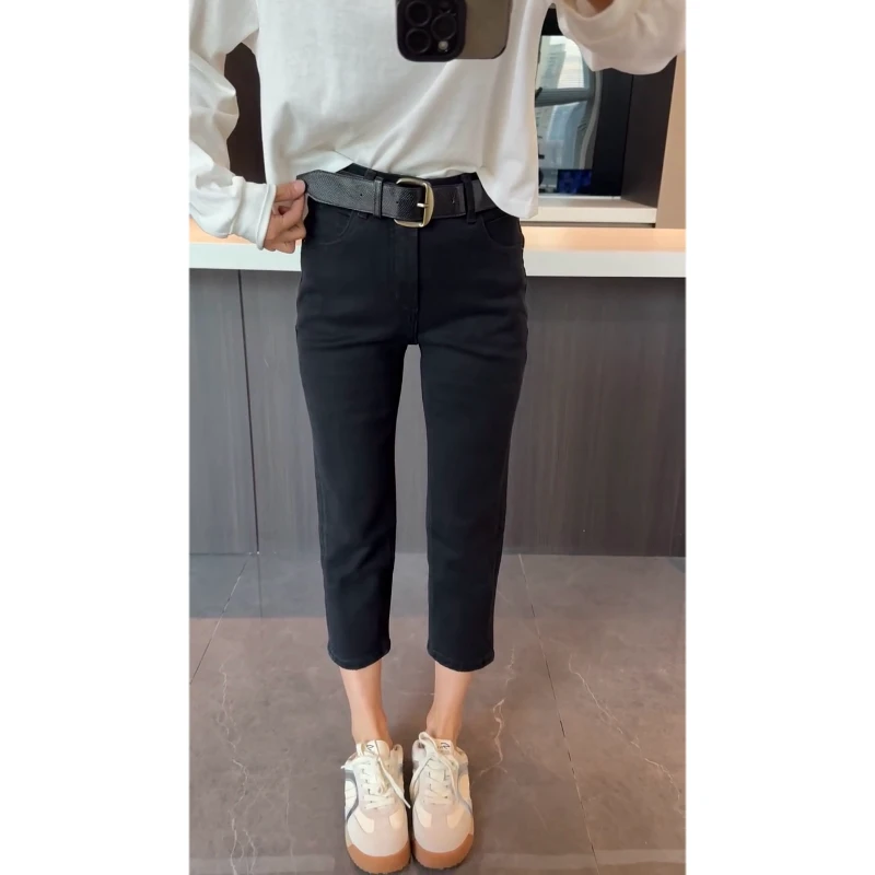 2025年秋冬新款直筒牛仔裤子女小个子时尚洋气百搭显瘦八分烟管裤