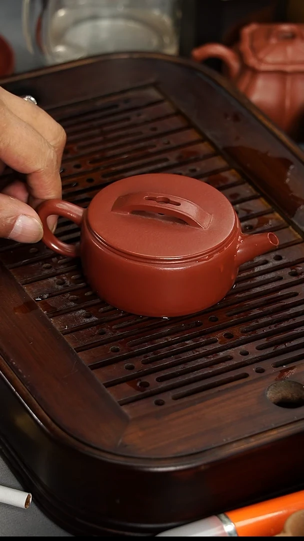 茶壶紫砂宜兴紫砂朱泥全手工汉瓦壶120毫升