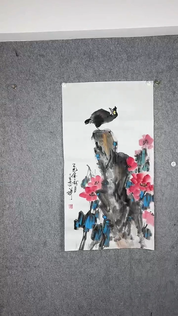 国画传统写意画《富贵八鸽》