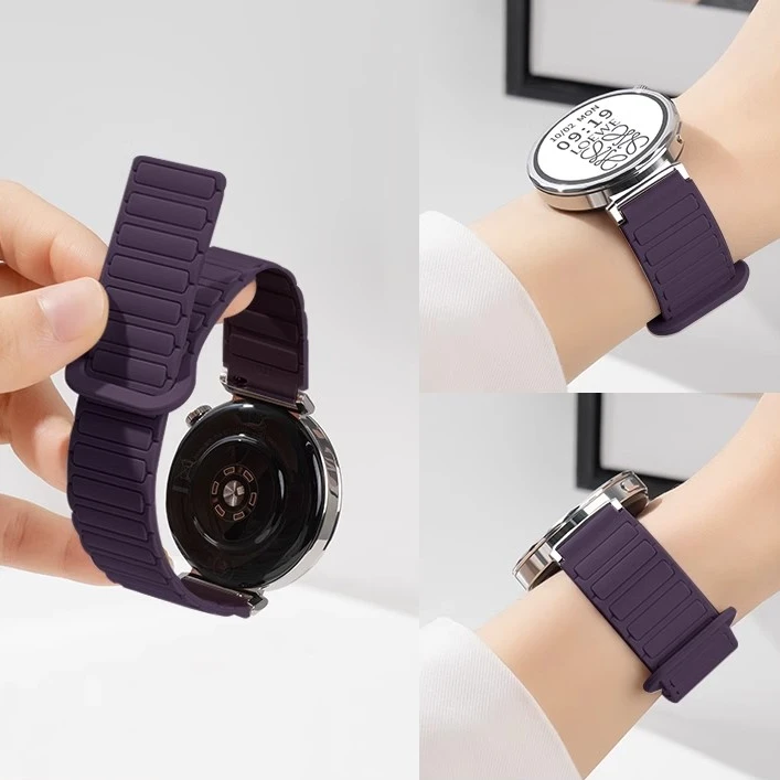 适用华为GT5/GT4反扣硅胶高级感watch4pro/3pro磁吸表带夏天女