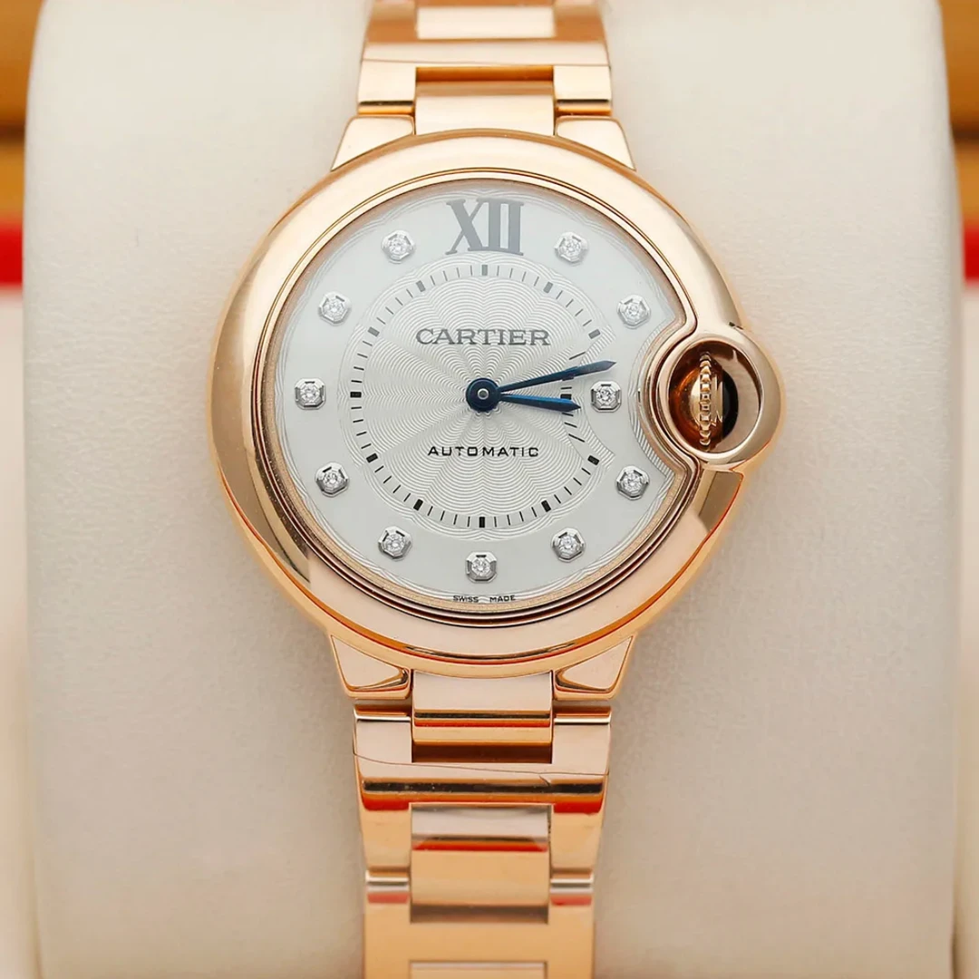 99新 Cartier/卡地亚 蓝气球WE902062 33玫瑰金钻刻女款机械 单表