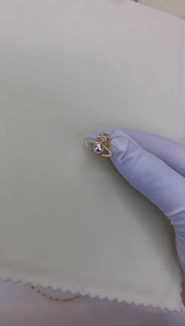 银S925镶嵌DA海水珍珠 GD036 吊坠 6-7