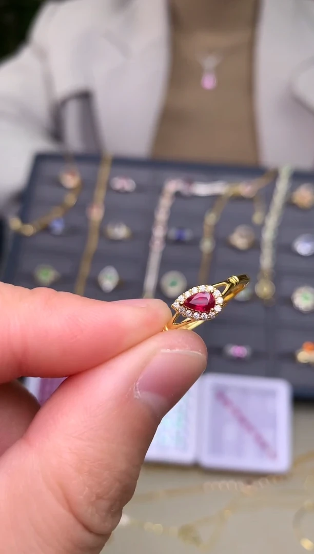 银S925镶嵌戒指红宝石戒指