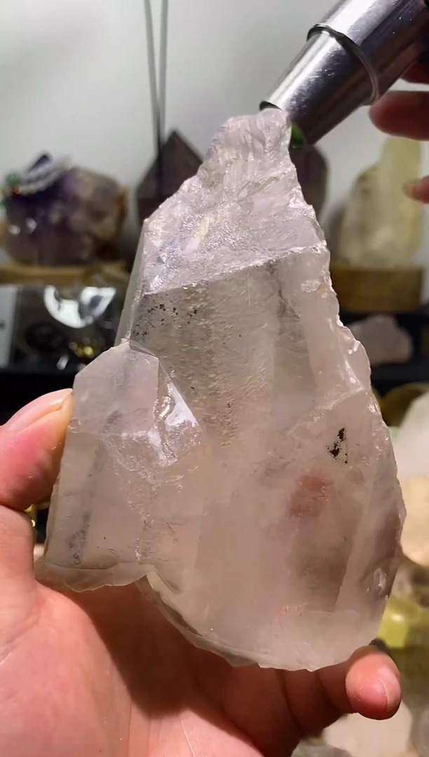 水晶珠宝半成品未镶嵌10号白水晶带幽灵原石高透体630g