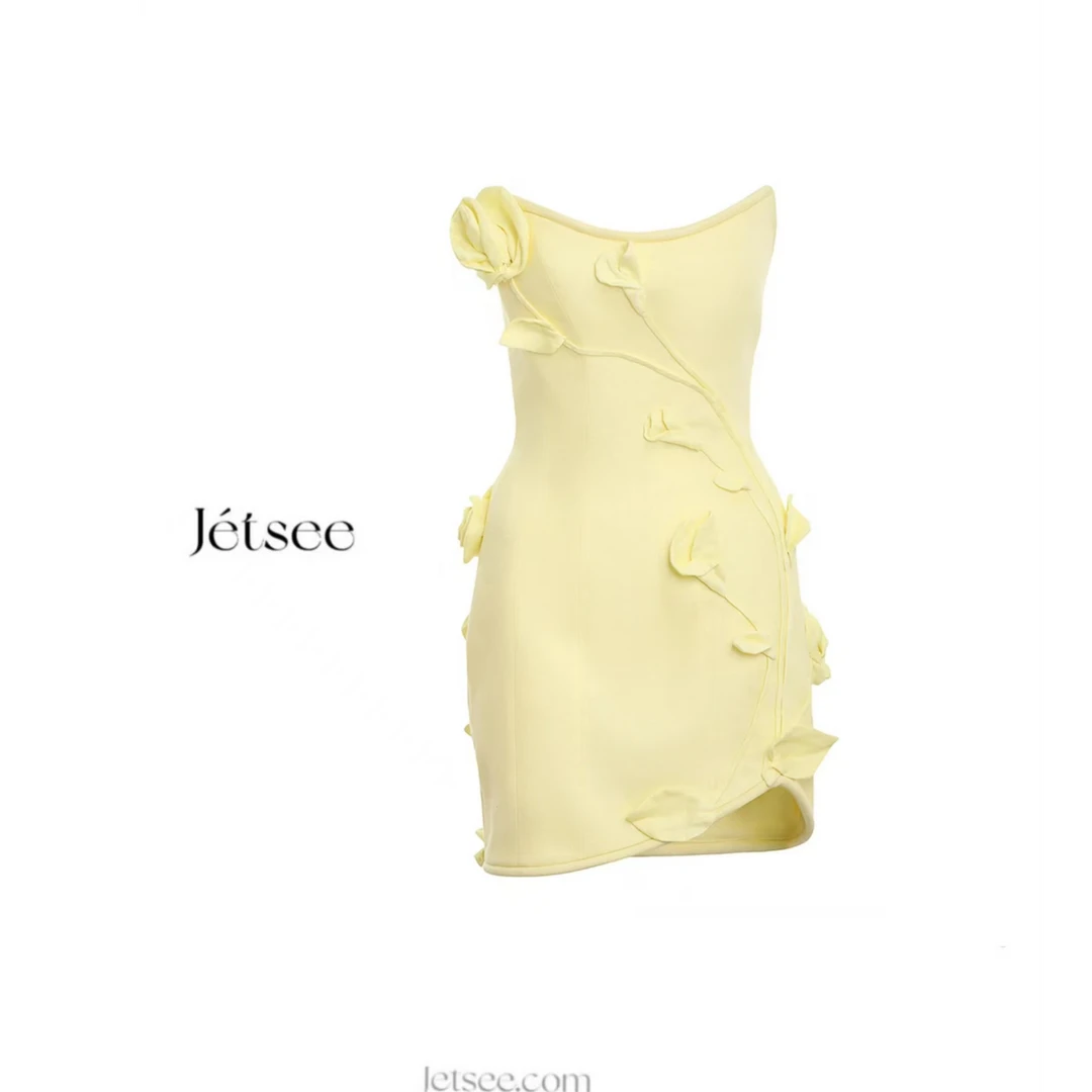 小众高街系列行走的花朵抹胸裙 L10857