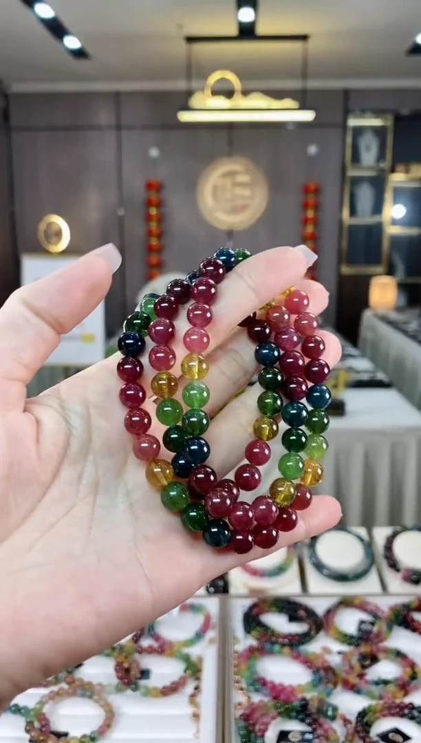 【闪购商品】碧玺三圈手串8mm+未镶嵌（多样性发一条 ) hon