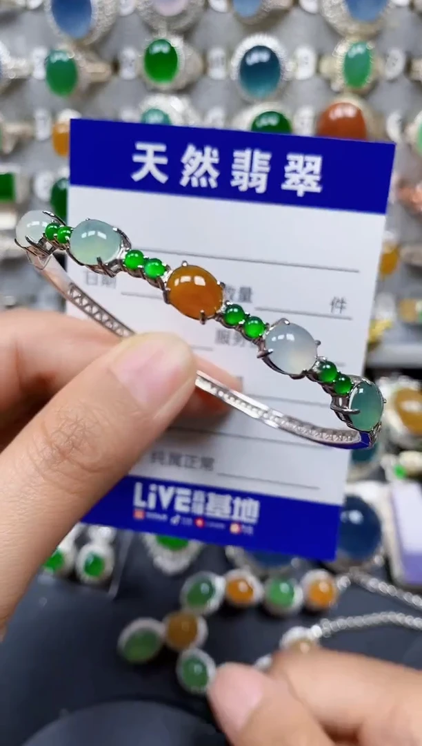 翡翠戒指银S925镶嵌0315