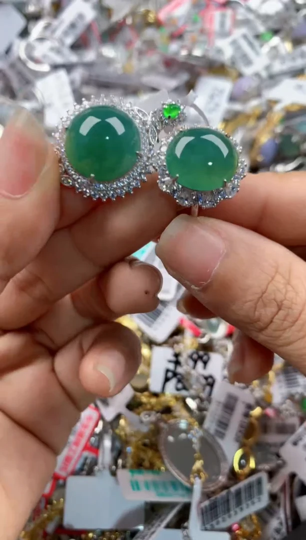 银S925镶嵌戒指翡翠999     7