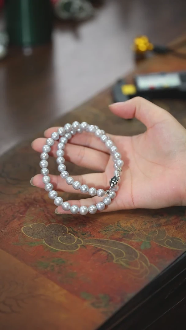 【闪购商品】淡水珍珠项链未镶嵌奶奶灰珍珠