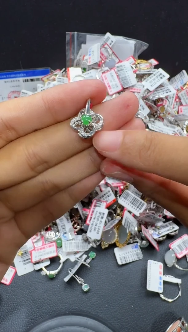 翡翠戒指银S925镶嵌戒指120