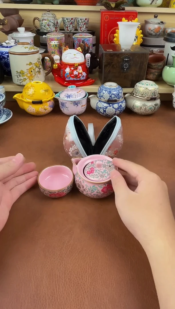 陶瓷茶具摆件旅行套组