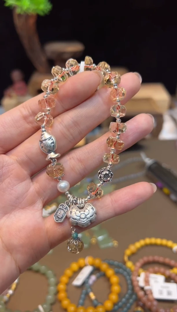 水晶手链银S925镶嵌手饰@@E5810