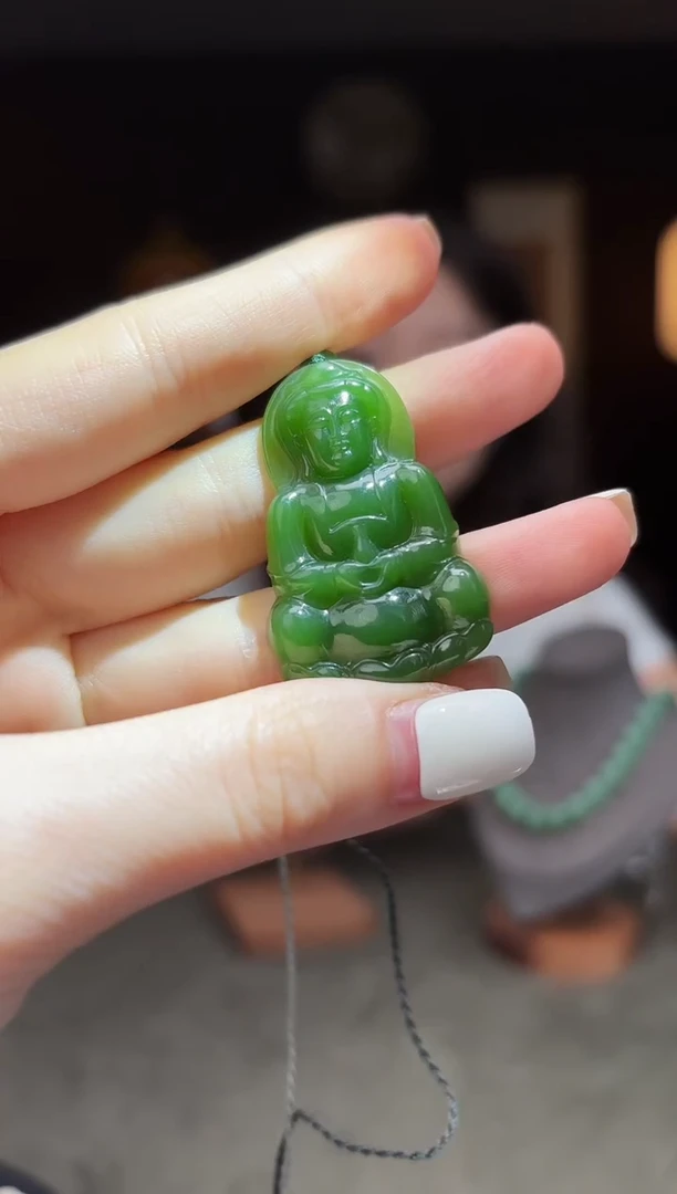 未镶嵌和田玉把件1*1G9 精品俄碧观音牌吊坠 L 3269