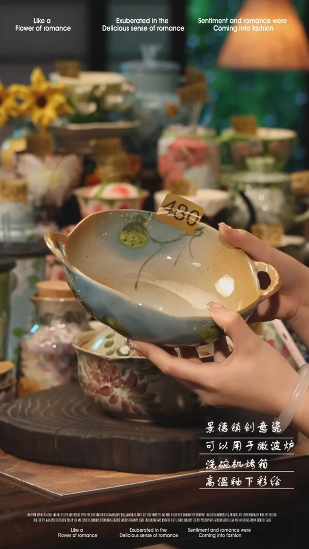 陶瓷景德镇高温釉下彩手工手绘款式