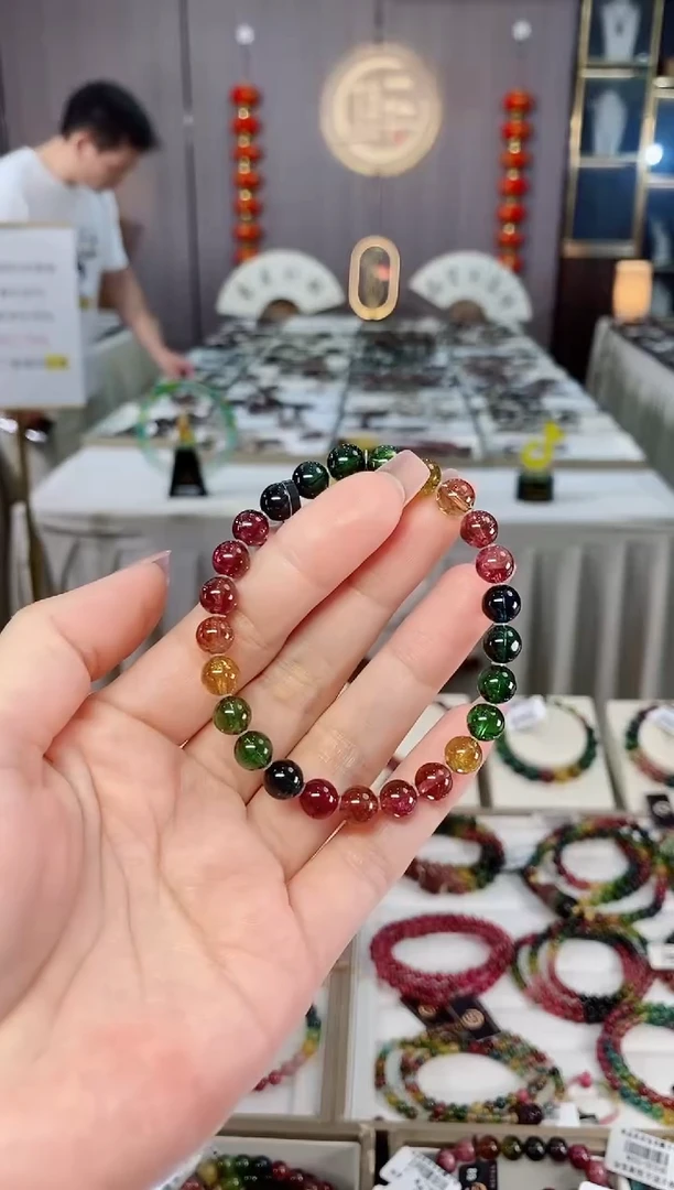未镶嵌收藏级净体老矿碧玺单圈手串7mm+碧玺hon多样性发货一条