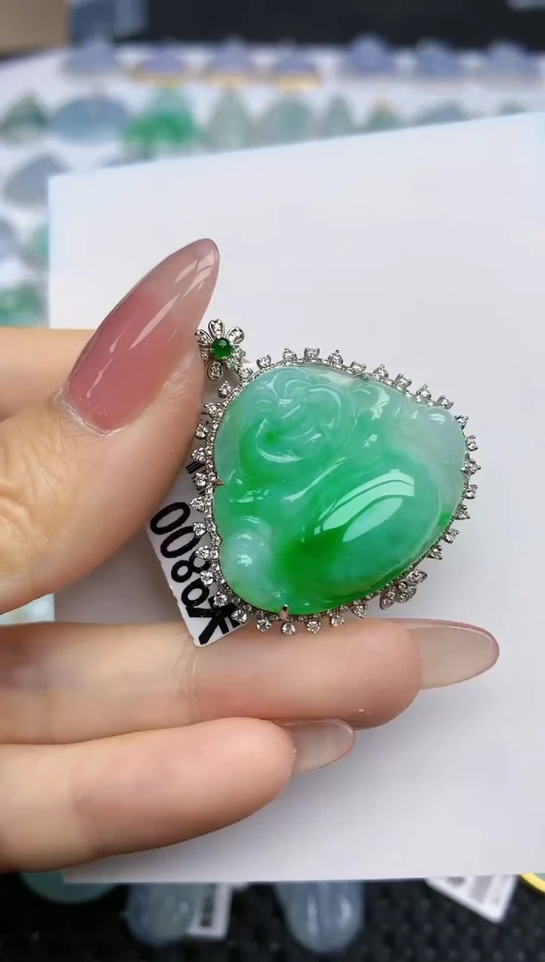 【闪购商品】翡翠颈饰18K金镶嵌天然翡翠A货