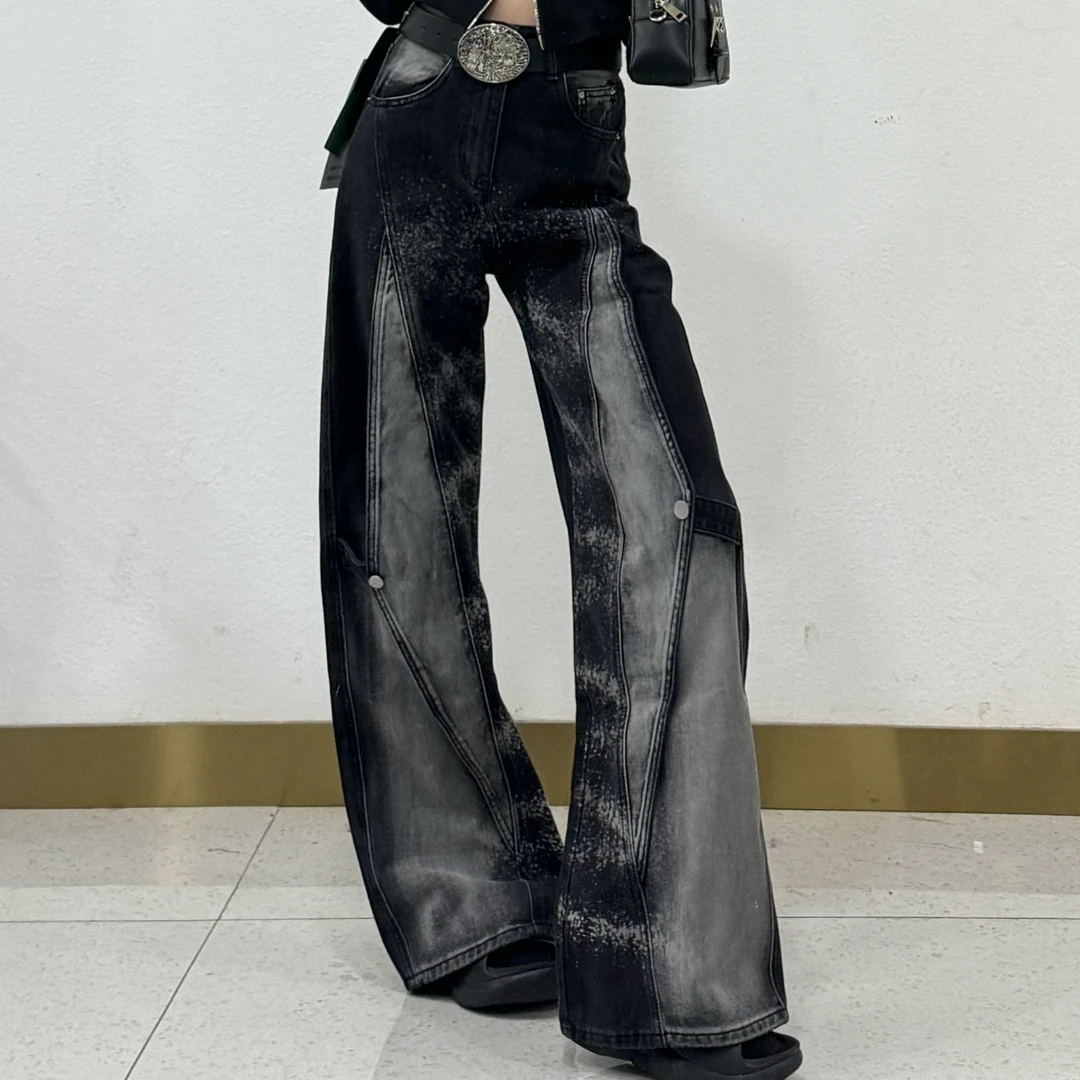 YUYU春装新款时尚洋气个性阔腿工装牛仔裤