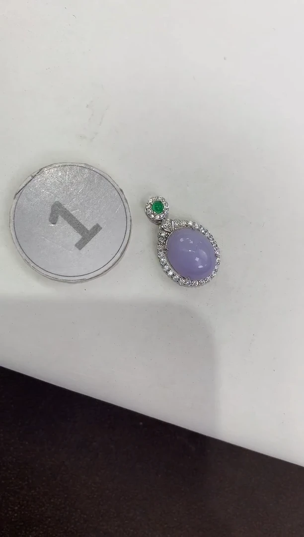 颈饰银S925镶嵌翡翠天然缅甸A货翡翠