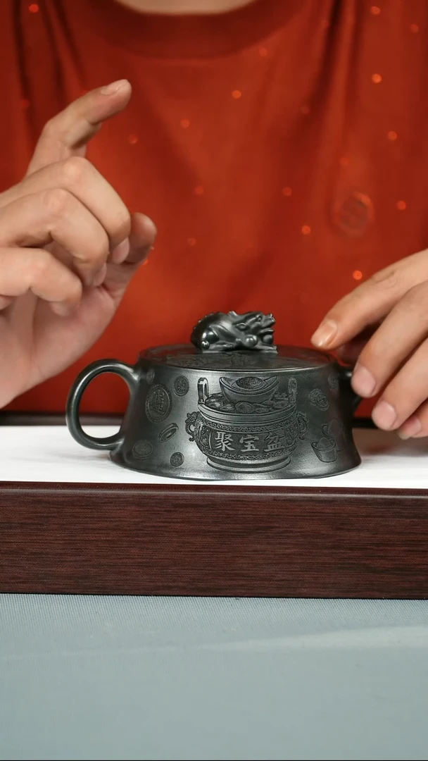 茶壶紫砂 石黄泥料 招财纳福