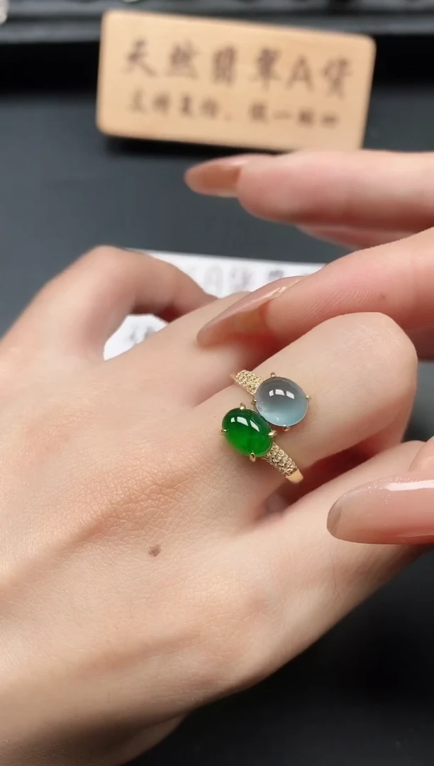 银S925镶嵌戒指翡翠1