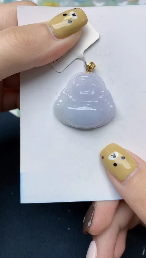 翡翠18K金镶嵌颈饰天然翡翠A货