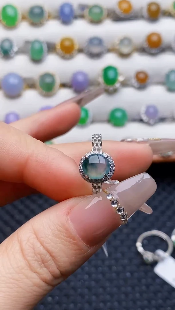 银S925镶嵌戒指翡翠1264