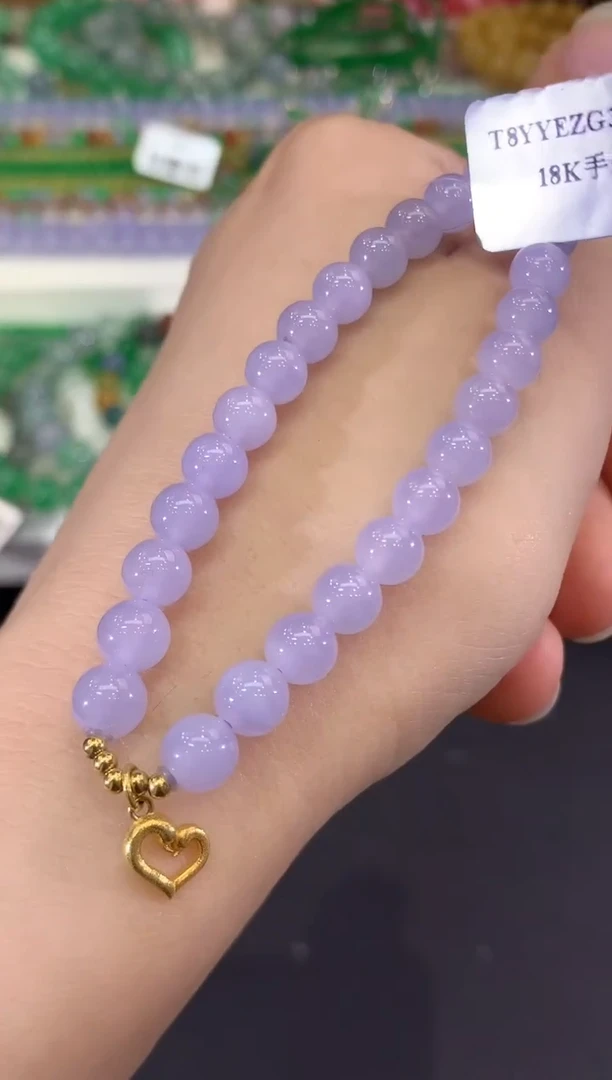 未镶嵌手串翡翠C183 紫货有色差