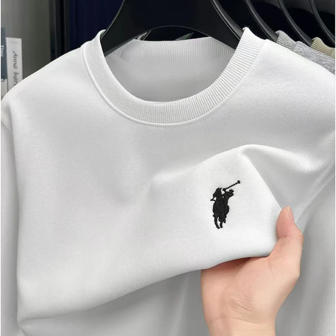 6601拉夫美式小马标刺绣圆领卫衣男女同款春秋薄款宽松休闲上衣