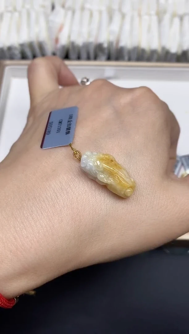 吊坠(不含链)18K金镶嵌翡翠貔貅18K金扣镶嵌@@CMT1351