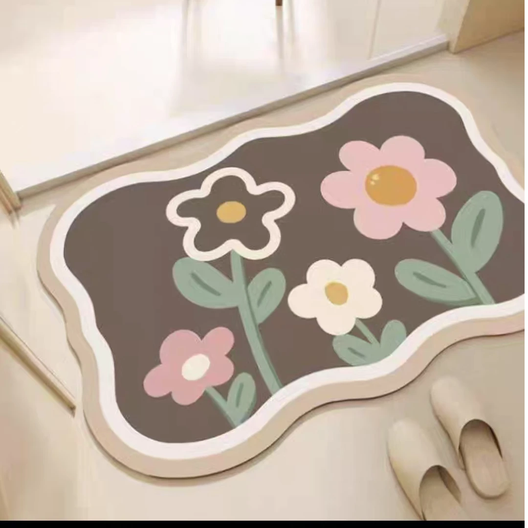 硅藻泥家用地垫卫生间卧室门口厨房吸水防滑洗手间可爱垫子创意