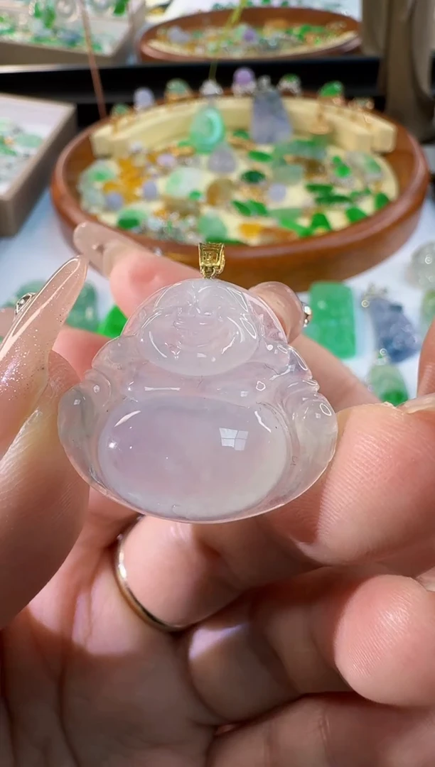 【闪购商品】翡翠颈饰18K金镶嵌缅甸翡翠A货挂件