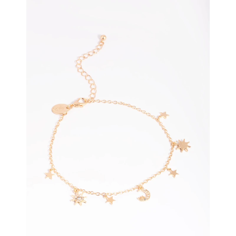 合金脚链 Lovisa金色天空元素脚链法式复古文艺小清新唯美饰品