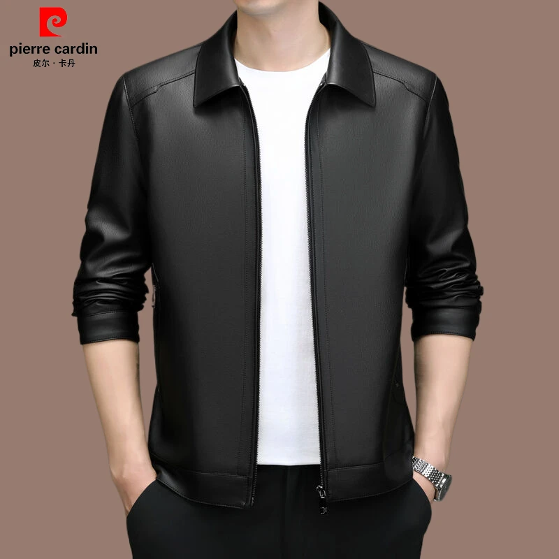 【皮尔卡丹 官方正品】秋冬季男士轻奢时尚皮衣商务翻领中青年长袖