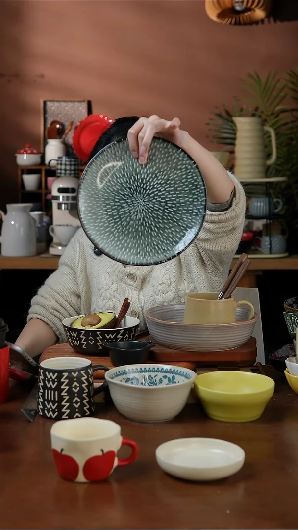 瓷片8.5英寸天青色繁星盘 微瑕 凑满20发货