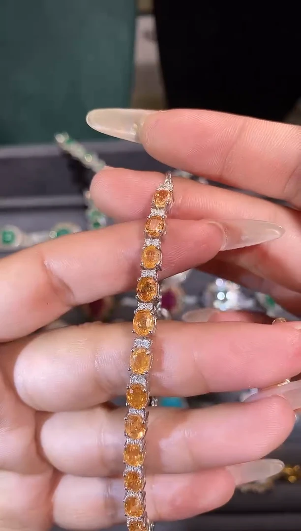 未镶嵌手链石榴石（芬达石）天然芬达石手链8.18ct