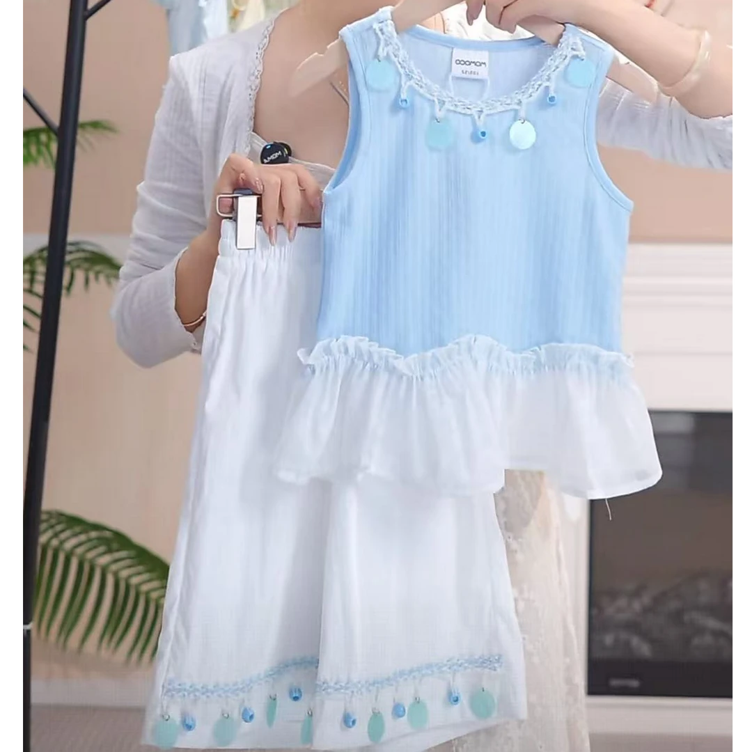 【皇室童缘】2025夏季时尚女童甜美时尚套装