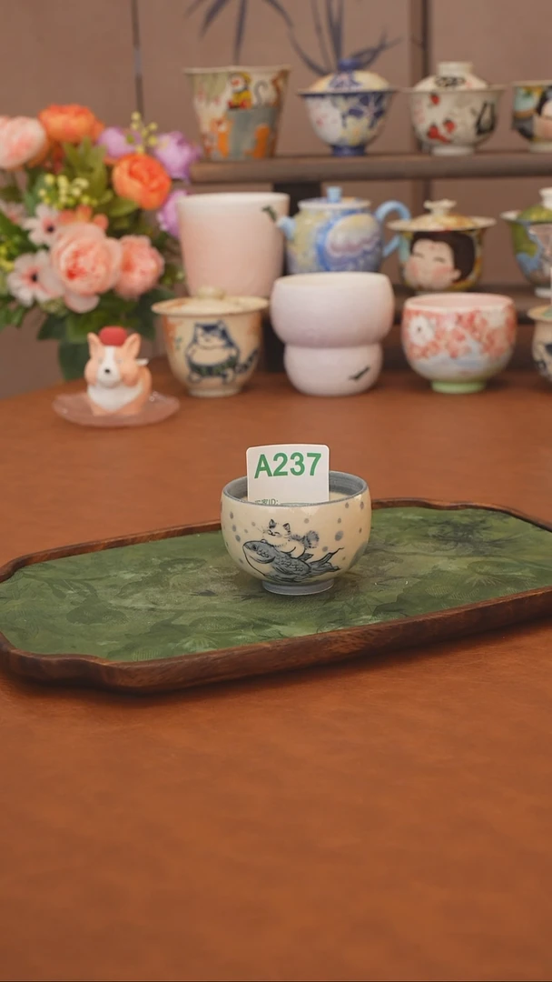 小雾垂露 猫猫骑鱼小蛋杯237